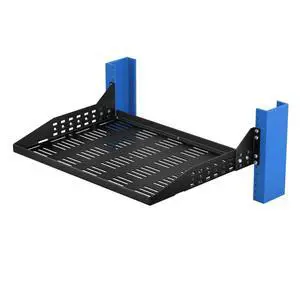 RackSolutions 2U 2Post Adjustable Center Mount Shelf 13in Depth  150 lbs Capacity, Adjustable Flanges, Vented, Fits Standard 2Post Racks