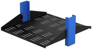 RackSolutions 2U 2Post Center Mount Vented Shelf 20in Depth - 150 lbs Capacity, Fits Most 2Post Racks, EIA 310 Compliant, Flanged Down