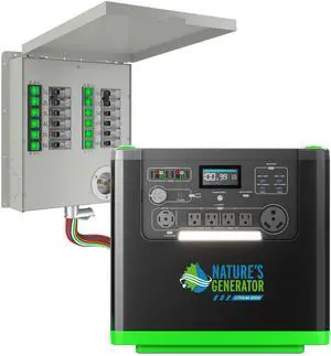 Natures Generator 3840Wh Solar Generator + 12 Circuit 30A Transfer Swtich, Lithium Batteries, 6000W Power Station for Home Backup, RVs, Emergencies, Power Outages, and Outdoor Camping