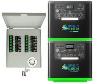 Natures Generator 2 Packs 3840Wh Solar Generators + 2 Packs 400W Folding Panels, Lithium Batteries, 6000W Power Station for Home Backup, RVs, Emergencies, Power Outages, and Outdoor Camping