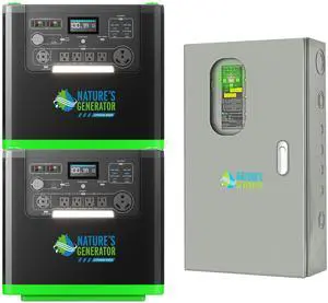 Natures Generator 3840Wh Solar Generator, LiFePO4 Batteries, 6000W Portable Power Station for Home Backup, RVs, Emergencies, Power Outages, and Outdoor Camping (2-6000W+ ATS50A)