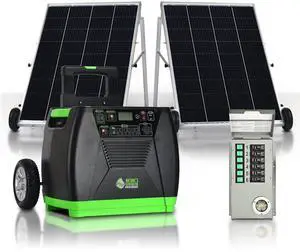 NATURE'S GENERATOR Elite 3600W Gold-PE System: 3600W Solar & Wind Powered Off-Grid Portable Generator +2×100W Solar Panel+6 Circuits Transfer Switch