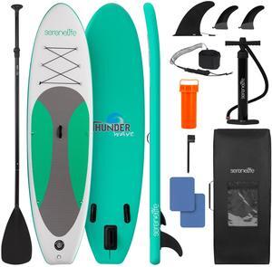 SereneLife Inflatable Stand Up Paddle Board with Premium SUP Accessories, Wide Stable Design, Non-Slip EVA Deck Pad for Youth and Adults
