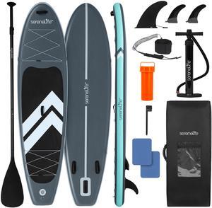 SereneLife 106 Inflatable Stand Up Paddle Board with Premium SUP Accessories - 33 Wide Stable Design with Non-Slip EVA Deck Pad for Youth and Adults, 350 lbs. Capacity