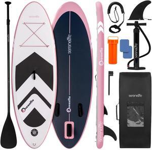SereneLife 7'9" Kids Inflatable Stand Up Paddle Board - SUP for Youth with Single-Action Pump, Adjustable Paddle & Backpack - 30 Wide Stable Design with Non-Slip EVA Deck Pad, Ages 5+, 200lb Capacity