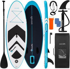 SereneLife 7'9" Kids Inflatable Stand Up Paddle Board - SUP for Youth with Single-Action Pump, Adjustable Paddle & Backpack - 30 Wide Stable Design with Non-Slip EVA Deck Pad, Ages 5+, 200lb Capacity