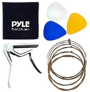 Acoustic Guitar Accessory Kit - Steel Strings, Full Set of Replacement, Silver Capo, 3 pcs ABS Picks & Cleaning Cloth