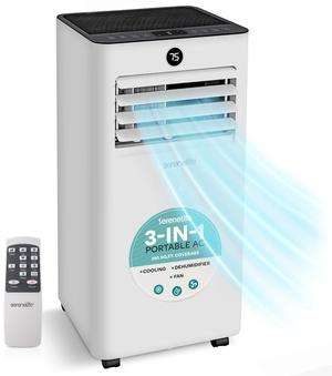 SereneLife SLPAC81 Portable Air Conditioner-8000 BTU (Ashrae) Compact Cooling Unit with Window Mount Kit for Home Use (White)