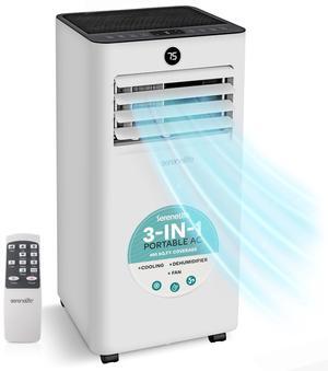 SereneLife SLPAC101 Portable Air Conditioner-1000 BTU (Ashrae) Compact Cooling Unit with Window Mount Kit for Home Use (Gray)
