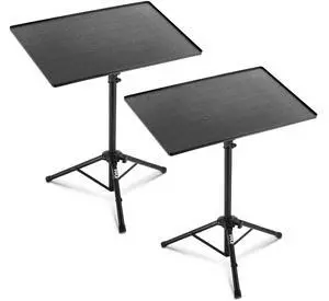Pyle Universal Laptop Projector Tripod Stand - 2 Pcs Computer, Book, DJ Equipment Holder Mount Height Adjustable Up to 50 Inches w/ 20'' x 16'' Plate Size - Perfect for Stage or Studio Use PLPTS3X2