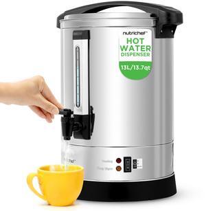 NutriChef Water Boiler and Hot Water Dispenser, 13L Electric Beverage Dispenser with Safety Lock Lid, Non-Drip Tap, Warm Function, Food Grade Stainless Steel, Home and Commercial Use, 20x11x11 in.