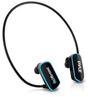 Pyle Flextreme Waterproof Sports Wearable MP3 Headset Music Player 8GB Underwater Swimming Jogging Walking Gym Earphones Earbuds Rechargeable Comfortable Flexible Headphones USB Connection (PSWP14BK)