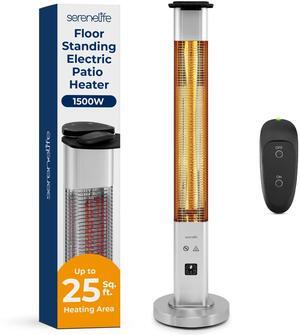 SereneLife Infrared Patio Heater, 1500W Electric Heater with Remote, Quiet Operation, IP65 Approved, Three Heat Levels, Indoor/Outdoor for Patio, Restaurant, Backyard, Garage, Decks