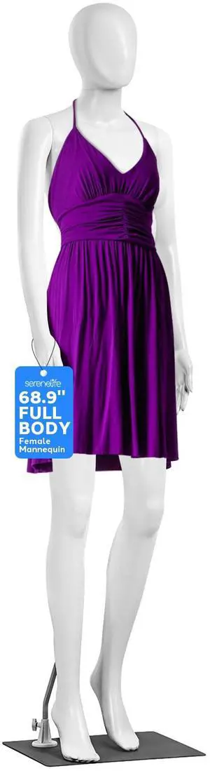SereneLife 68.9" Female Mannequin Full Body Dress Form  Realistic Manaquins Body with Adjustable Arms Legs & Rotating Head  Detachable Torso Stand for Sewing Fashion Display Boutique or Retail Use