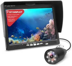 Pyle, Underwater Fishing Camera, LCD Monitor, Night Vision, 7-inch TFT, IP68 Water Resistant, Infrared LED, Removable Sun-Visor, 12V Li-ion Battery, 4500 mAh, Waterproof Suitcase, 50m Cable