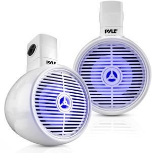 Bluetooth Waterproof Off-Road Speakers - 6.5 200W 2-Way Marine Wakeboard Tower Sound System w/LED Light, Full Range Outdoor Stereo Speaker for Car ATV UTV, Jeep, Boat, Includes Brackets (White)