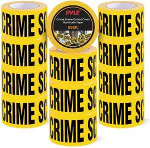 Pyle 12 Pieces Yellow Crime Scene Do Not Cross Tape Set - 656 Foot Long Tape Roll Suitable for a Wide Range of Applications, Including Roadworks, Events, and Hazardous Areas
