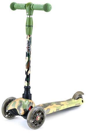Hurtle Lightweight and Adjustable Mini Kickboard Scooter with LED Light Wheel for Kids (Camo)