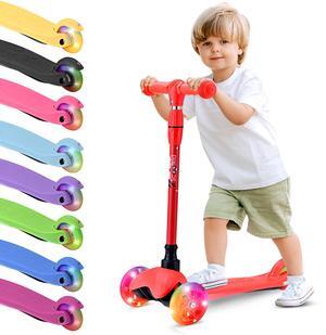 Hurtle Mini Kickboard Scooter for Kids  Height Adjustable 25-28 Inches, 3-Wheel Toddler Micro Scooter with LED Light-up Wheels, Lightweight Riding Toy, Non-Slip, Indoor/Outdoor Fun, Ages 2-5 (Camo)