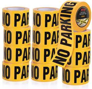 Pyle "No Parking Caution Tape Yellow, 200 Meter Roll of Non-Adhesive Safety Barricade Warning Tape, Highly Durable & Visible for Indoor/Outdoor Use 12 pc