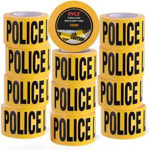 Pyle 6 Pieces Yellow Caution Do Not Enter Tape Set - 656 Foot Long Tape Roll Suitable for a Wide Range of Applications, Including Roadworks, Events, and Hazardous Areas