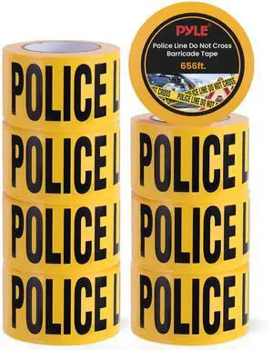 Pyle 8 Pieces Safety Police Line Do Not Cross Barricade Tape Set - 656 Foot Long Tape Roll Suitable for a Wide Range of Applications, Including Roadworks, Events, and Hazardous Areas