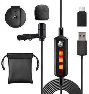 Pyle USB Lavalier Lapel Microphone- w/USB C Adapter, Cable Wrap - Plug and Play Omnidirectional Copper Compact Clip On Lapel Mic for Laptop PC Mac Smartphone Podcast Online Class
