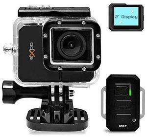 Pyle Expo Sports Action Camera - HD 1080P Mini Hi-Res Camcorder w/ Wifi, 20 MP Cam, 2" Screen USB SD Card HDMI, Battery - Waterproof Case, USB Cable, Wireless Remote Control, Mount - PSCHD90BK (Black)