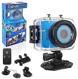 Sound Around Gear Pro Sports Action Camera - HD 1080P Mini Camcorder w/ 12 MP Cam, 2.4" Touch Screen - Pyle GDV285BL (Blue)