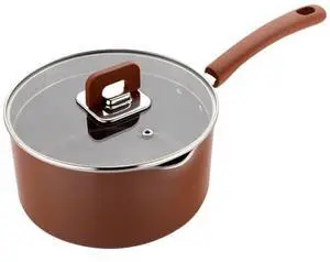 NutriChef 3.1Qt Saucepan With Lid - Non-Stick Stylish Kitchen Cookware with Foldable Knob, Works with Model: NCCWSTKBR (Brown)