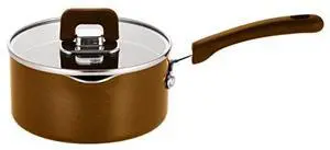 NutriChef 1.5Qt Saucepan With Lid - Non-Stick Stylish Kitchen Cookware with Foldable Knob, PFOA Free, Works with Model: NCCWSTKBR (Brown)