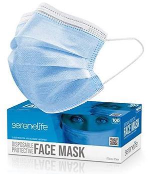 SereneLife 1000pcs 3-Ply Disposable Face Masks - 3 Layer Protection Breathable Non-Woven Face Masks, Facial Mouth Cover, 3ply Filter Mask SL3PLY1000