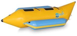 SereneLife Inflatable Floating Banana Boat, Towable Tube for Boating, Includes Storage Bag, Food Pump, and Repair Kit for 2-6 seaters