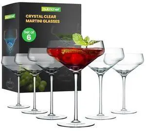 NutriChef 4 Piece Crystal Martini Glasses, 10 Oz Crystal Clear Stemmed Cocktail Glass, Dishwasher Safe Glassware for Cocktail, Wine, Champagne, Parties, Bar, Wedding, & Gift