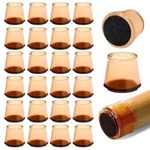 Serenelife Chair Leg Floor Protectors - 24 Rubber Furniture Leg Covers & End Caps for Hardwood Floors - Anti-Slip & Scratch Protect Floors - Fits Furniture & Chair Legs 1.05 in - 1.5 in - Brown