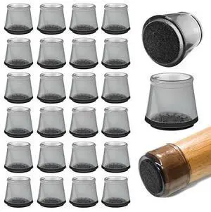 Serenelife Chair Leg Floor Protectors - 24 Rubber Furniture Leg Covers & End Caps For Hardwood Floors - Anti-Slip & Scratch Protect Floors - Fits Furniture & Chair Legs 1.05 IN - 1.55 IN Black