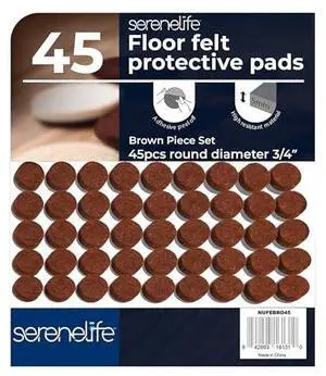 Serenelife Felt Furniture Pads - 45 Premium ¾ Inch Felt Floor Protectors | Protect Hardwood, Laminate & Tile Flooring | Furniture Sliders | Moving Supplies | Easy Installation | Noise Reducing
