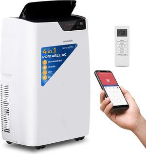 Serene Life Single Duct Portable Air Conditioner and Heater - 14000 BTU Cooling Capacity (ASHRAE) Compact Home A/C Cooling and Heating Unit with Smart Wi-Fi control, Built-in Dehumidifier & Fan Modes.
