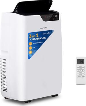 Serene Life Single Duct Portable Air Conditioner - 14000 BTU Cooling Capacity (ASHRAE) Compact Home A/C Cooling Unit with Built-in Dehumidifier & Fan Modes, Includes Window Mount Kit (White)