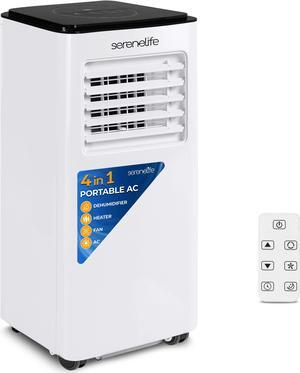 Serene Life Single Duct Portable Air Conditioner and Heater - 8000 BTU Cooling Capacity Compact Home A/C Cooling and Heating Unit with Built-in Dehumidifier & Fan Modes (White)