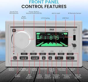 Pyle Marine Bluetooth MP3 Radio Receiver Double DIN - AM/FM/USB/AUX LCD Display with Marine Grade Speakers - PLMR3DNWT