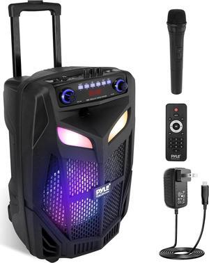 Pyle 12 Bluetooth Portable PA Speaker - Rechargeable Party System with Wireless Microphone, LED Lights, USB/FM Radio - 800W MAX