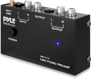 Pyle Phono Turntable Preamp - Mini Stereo Preamplifier with RCA Input, RCA/1/4" Output, Low Noise Operation - 12V DC Adapter PP777