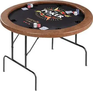 Serene Life 47.6" Rounded Poker/Casino Game Table - Cushioned Rail, 8 Player Capacity