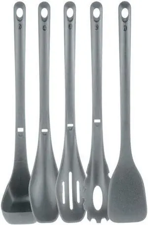 NutriChef USA Kitchen Cooking Utensils Set - Heat-Resistant Nylon - Gray - NCWSTKGRYUTENS - 5pc