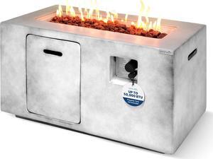 SereneLife Propane Gas Fire Pit Table - 50,000 BTU with Cover for Outdoor Use - SLNFCNY78