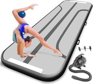 SereneLife Inflatable Gymnastics Tumble Track Mat - 9.8 ft Air Floor with Electric Pump - SLGM3KB