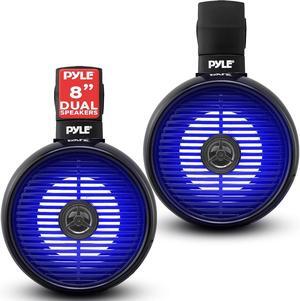 Pyle 8" Marine Wakeboard Speaker System with Built-In LED Lights - Black