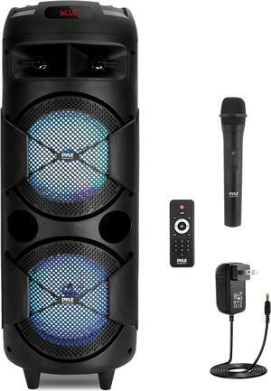 Pyle Dual 8" Wireless Portable PA Speaker with Rechargeable Battery, Party Lights, & Bluetooth - 300W Max Power (PPHP2845B)