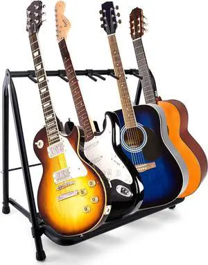 Pyle 5-Space Foldable Multi-Guitar Stand - Black
